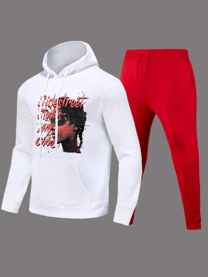 Herren Hoodie Jogginghose Set Graffiti Style Streetwear