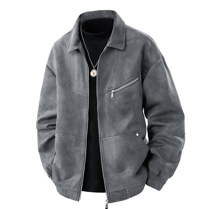 Lederjacke Herren Casual Schwarz Modern