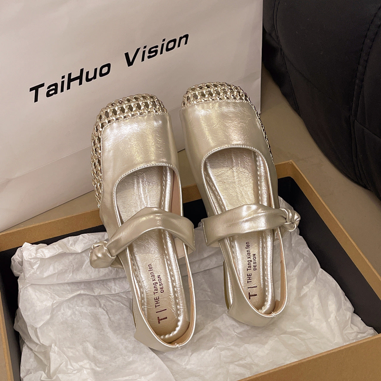 Damen Ballerinas Elegant Flecht Riemchen Schuhe