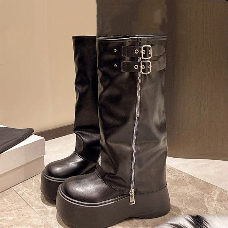 Damen Stiefel Plateau Hohe Absätze Verstellbar Modern - BerlinGlamour