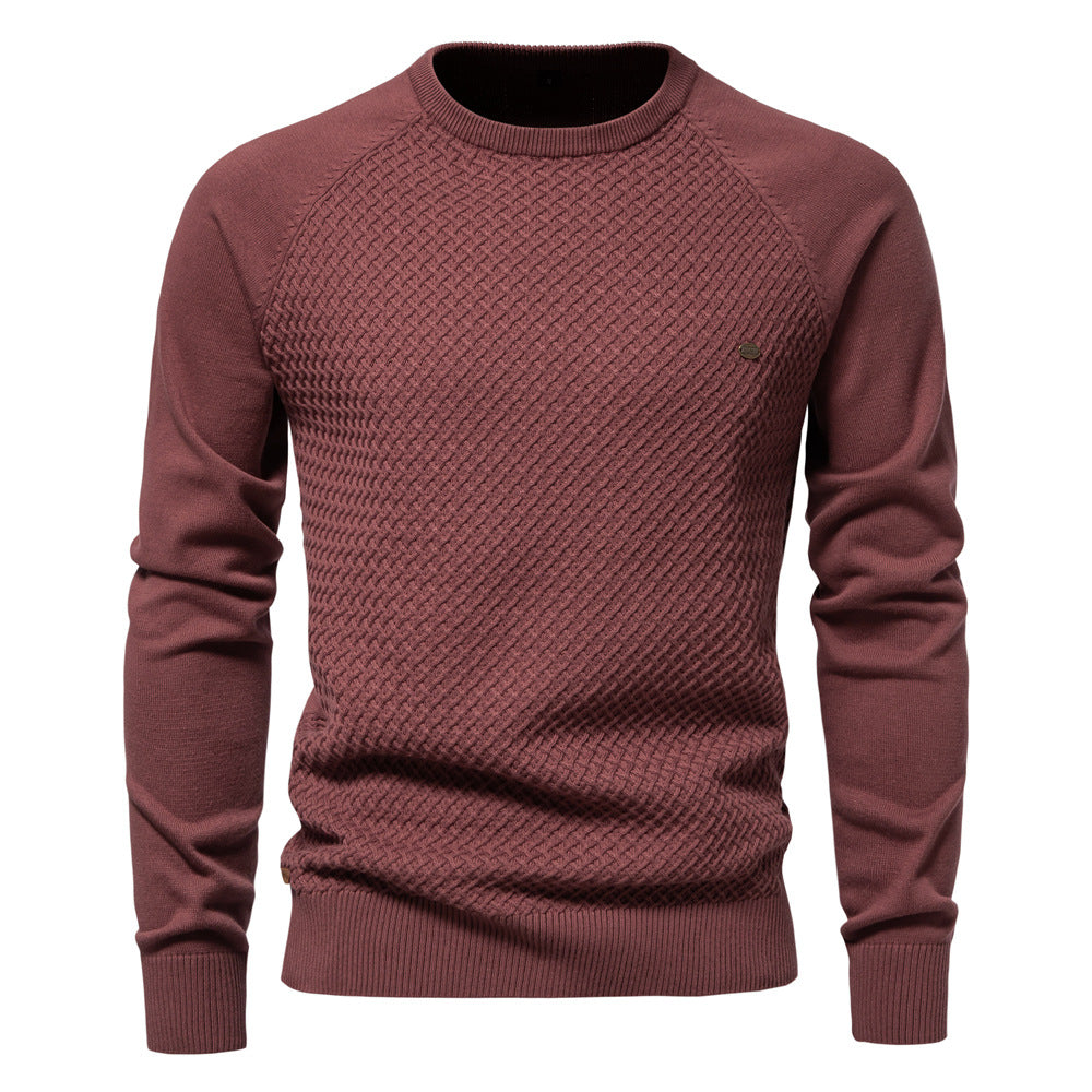 Herren Strickpullover Modern Rundhals Großes Muster