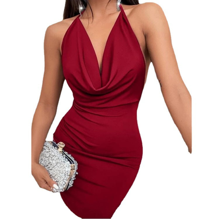 Kurzes Damenkleid V-Ausschnitt Figurbetonter Schnitt Sexy