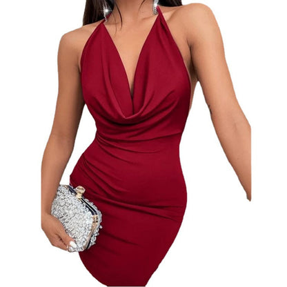 Kurzes Damenkleid V-Ausschnitt Figurbetonter Schnitt Sexy