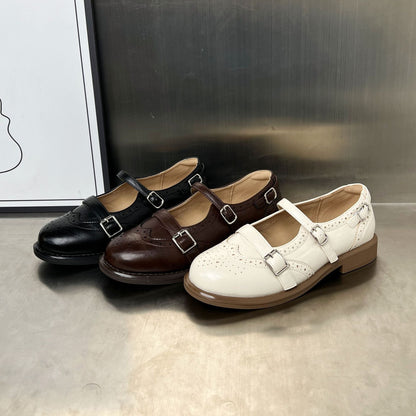 Elegante Damen Ballerinas mit Riemen und Lochmuster