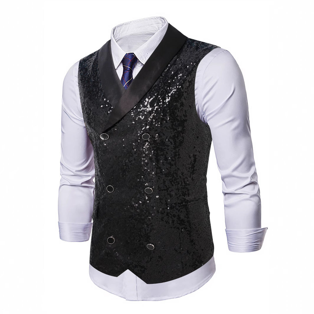 Eleganter Herren Anzug mit Pailletten Weste Glamour - BerlinGlamour