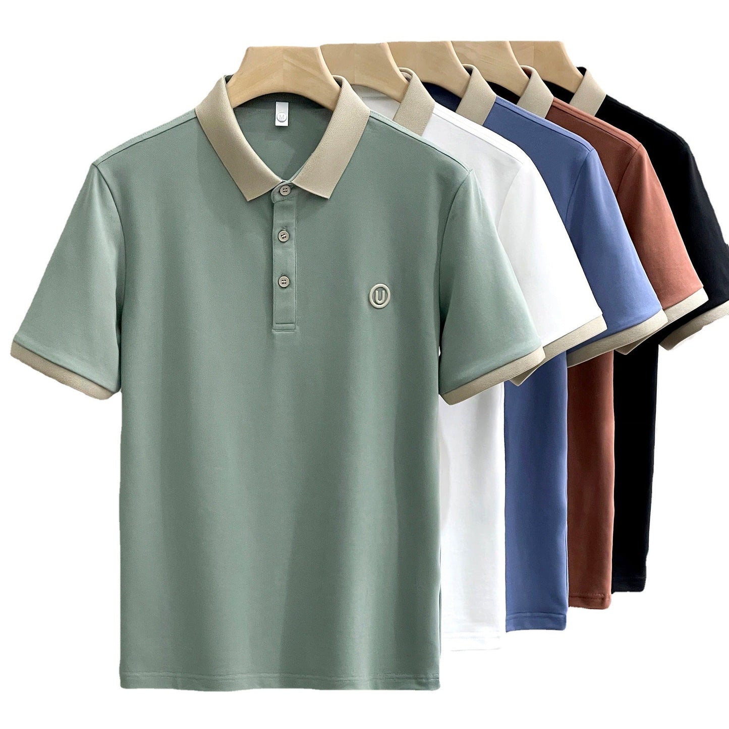 Herren Poloshirt Atmungsaktiv Moderner Kontrastkragen