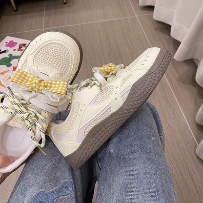 Damen Sneaker atmungsaktiv mit Schleifen Damen Sportschuhe