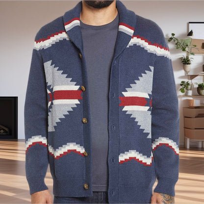 Herren Strickjacke Modern Ethno Design Knöpfe