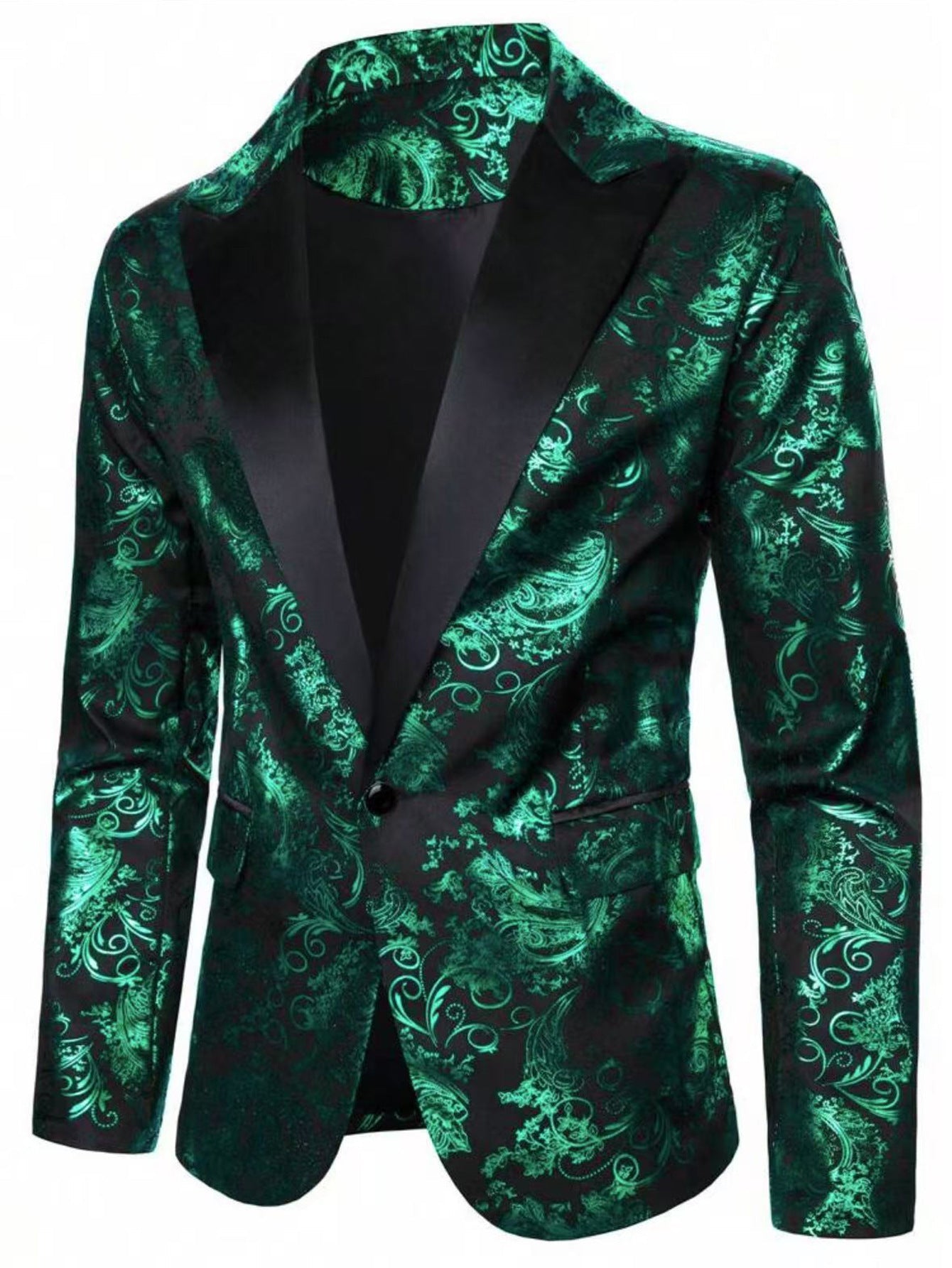Herren Smokingsakko Elegant Floral Muster Schwarz