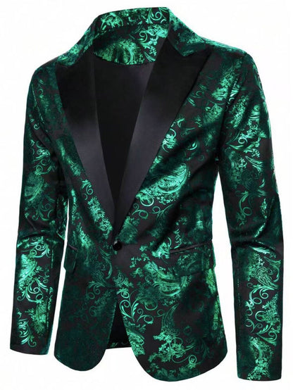 Herren Smokingsakko Elegant Floral Muster Schwarz