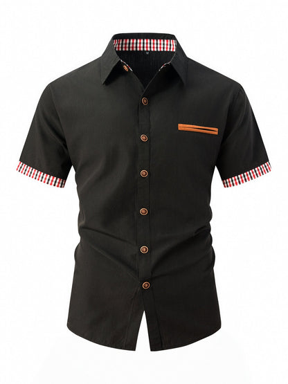Herren Freizeithemd Kurzarm Modern Mit Kontrastdetails