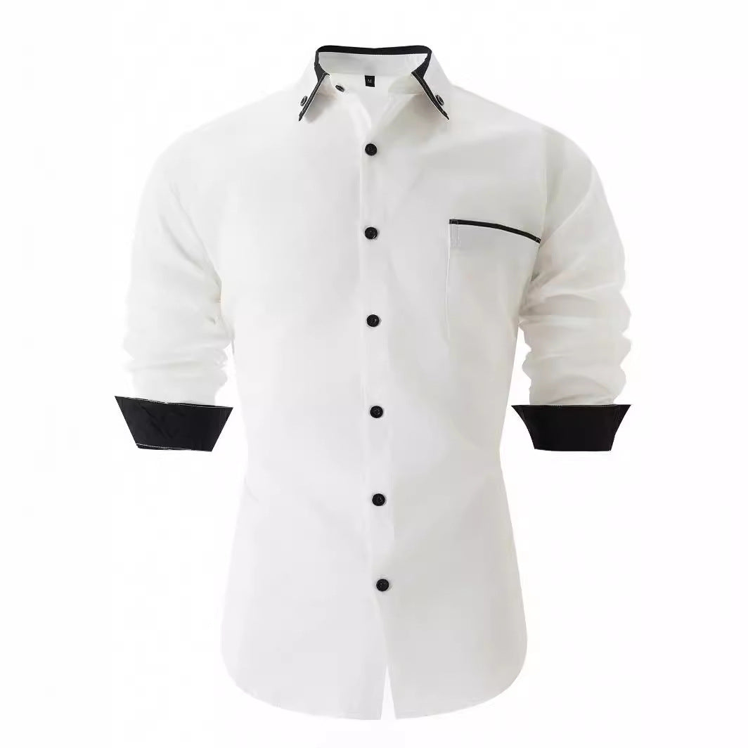 Herren Business Hemd Kontrast Akzent Modern Elegant - BerlinGlamour