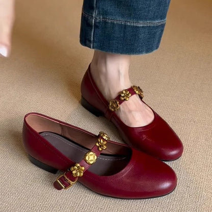 Damen Schuhe Mary Jane Blumen Dekor Komfort Absatz