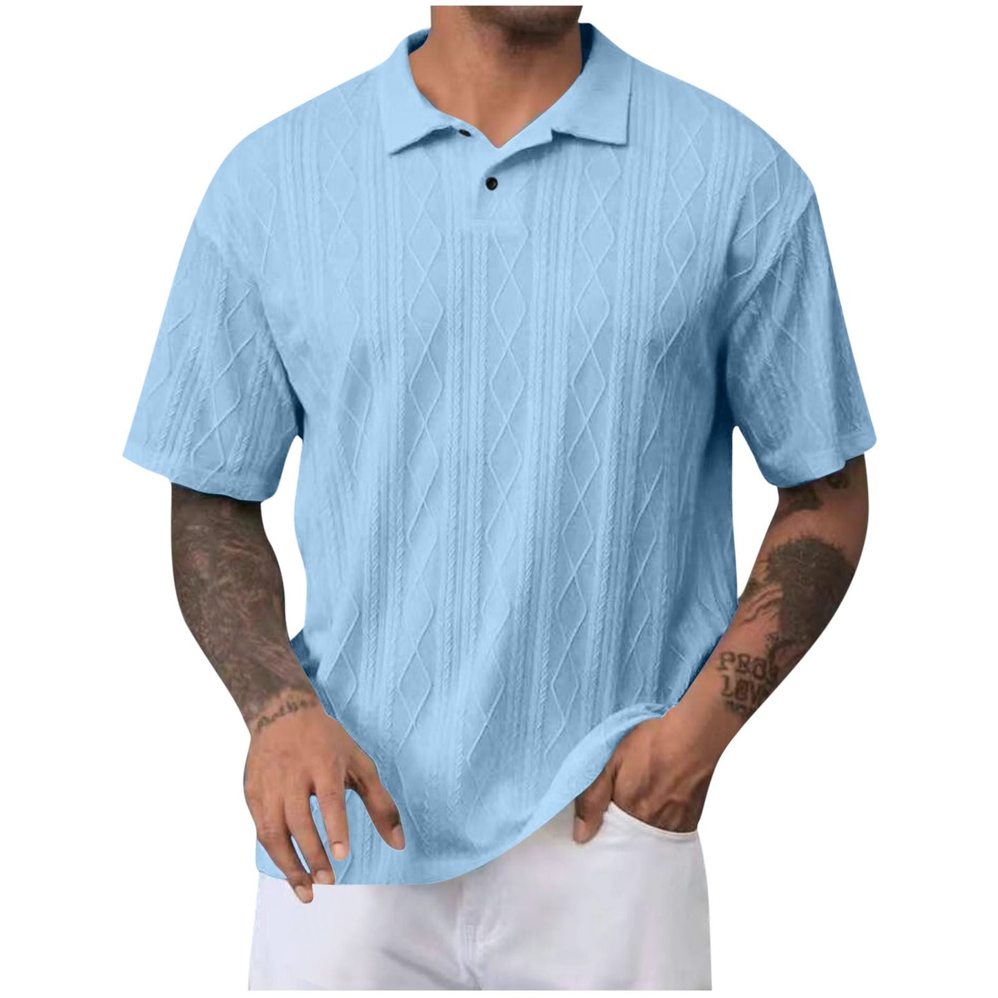 Herren Oberhemd Kurzarm Modern Rautenmuster Elegant