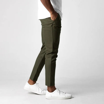 Herren Slim-Fit Hosen Elegant Chinohose Schwarz