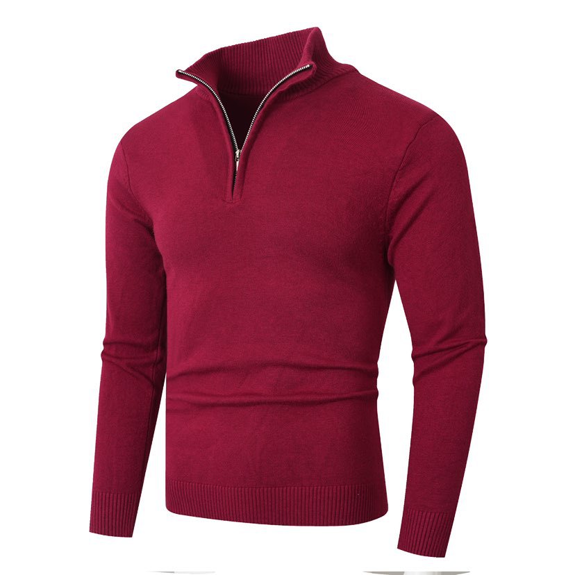 Herren Pullover Modern Halb-Reißverschluss Strick Rippenlook