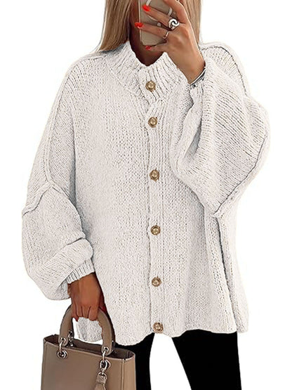 Große Damen Strickjacke Oversized Knopfverschluss