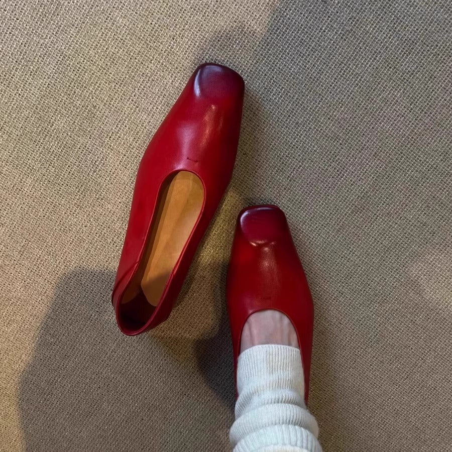 Damen Ballerinas Elegant Leder Braun Komfort