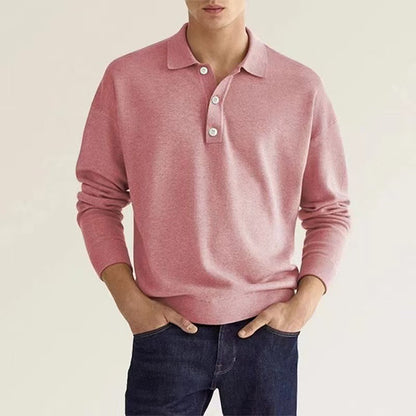 Herren Polo Sweatshirt Lässig Mit Knöpfen Modern