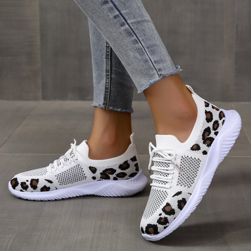 Damen Sneaker Sportschuhe Mesh Obermaterial Tierprint Schwarz - BerlinGlamour