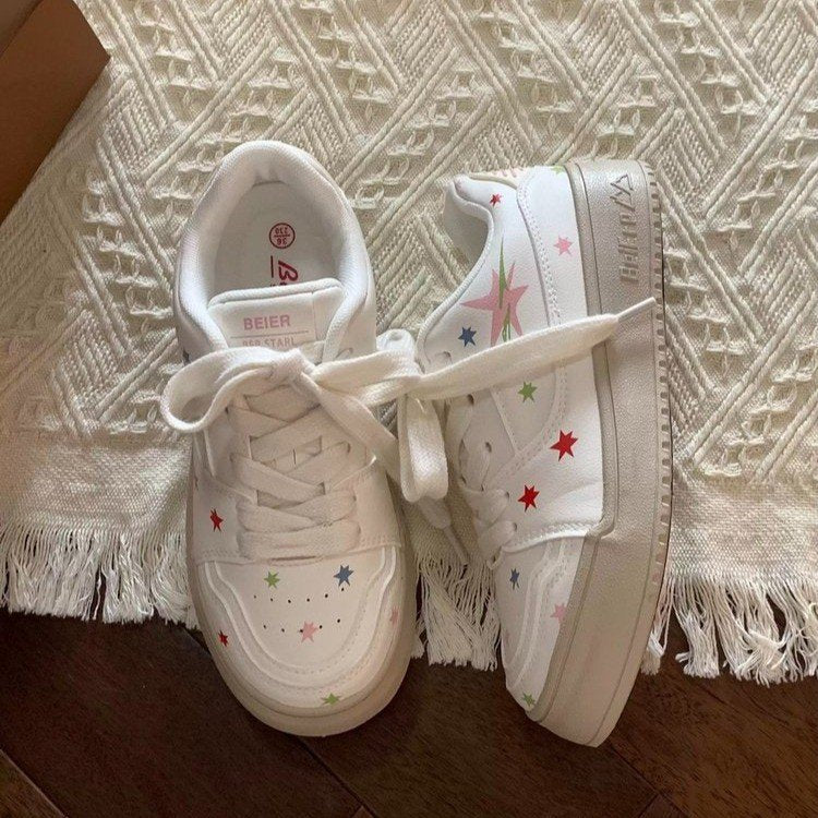 Damen Sneaker Bunt Stern Applikation Bequem