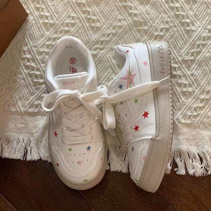 Damen Sneaker Bunt Stern Applikation Bequem