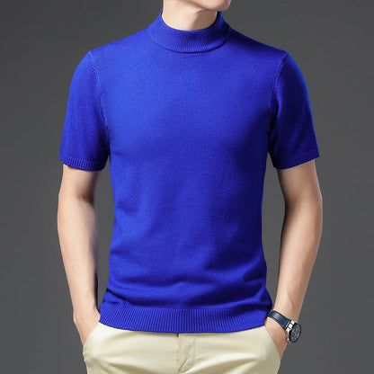 Herren Pullover Kurzarm Elegantes Design Hochgeschlossener Kragen
