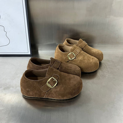 Damen Clogs Wildleder Komfort Bequem Schnallenverschluss