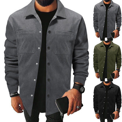 Herren Jacke Samt Blouson mit Brusttaschen Modern - BerlinGlamour