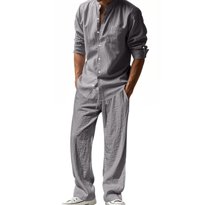 Herren Leinenanzug Set Lässig Weite Bein Berlin Style - BerlinGlamour