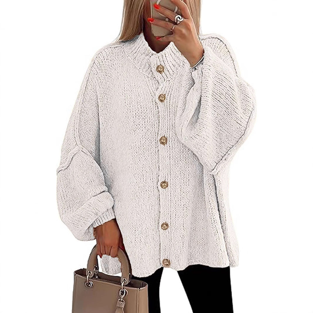 Große Damen Strickjacke Oversized Knopfverschluss