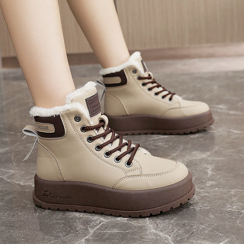 Damen Winterstiefel Schnürstiefel Warm Kuschelig