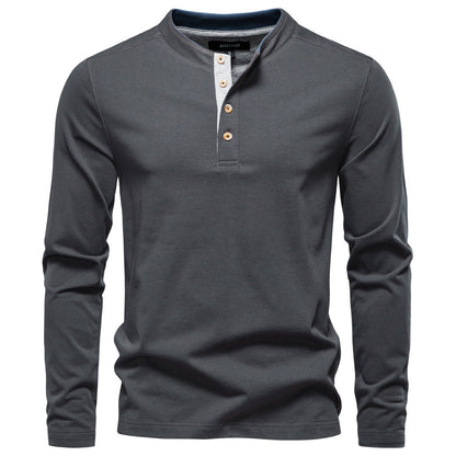 Herren Langarmshirt Mit Druckknöpfen Bequem Elegant