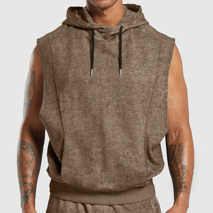 Herren Kapuzenshirt Ärmellos Weich Sweatshirt Sportlich