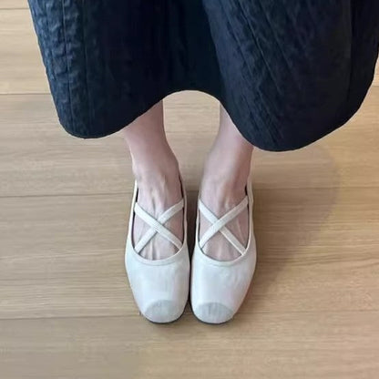 Damen Ballerinas Bequem Elegantes Kreuzband