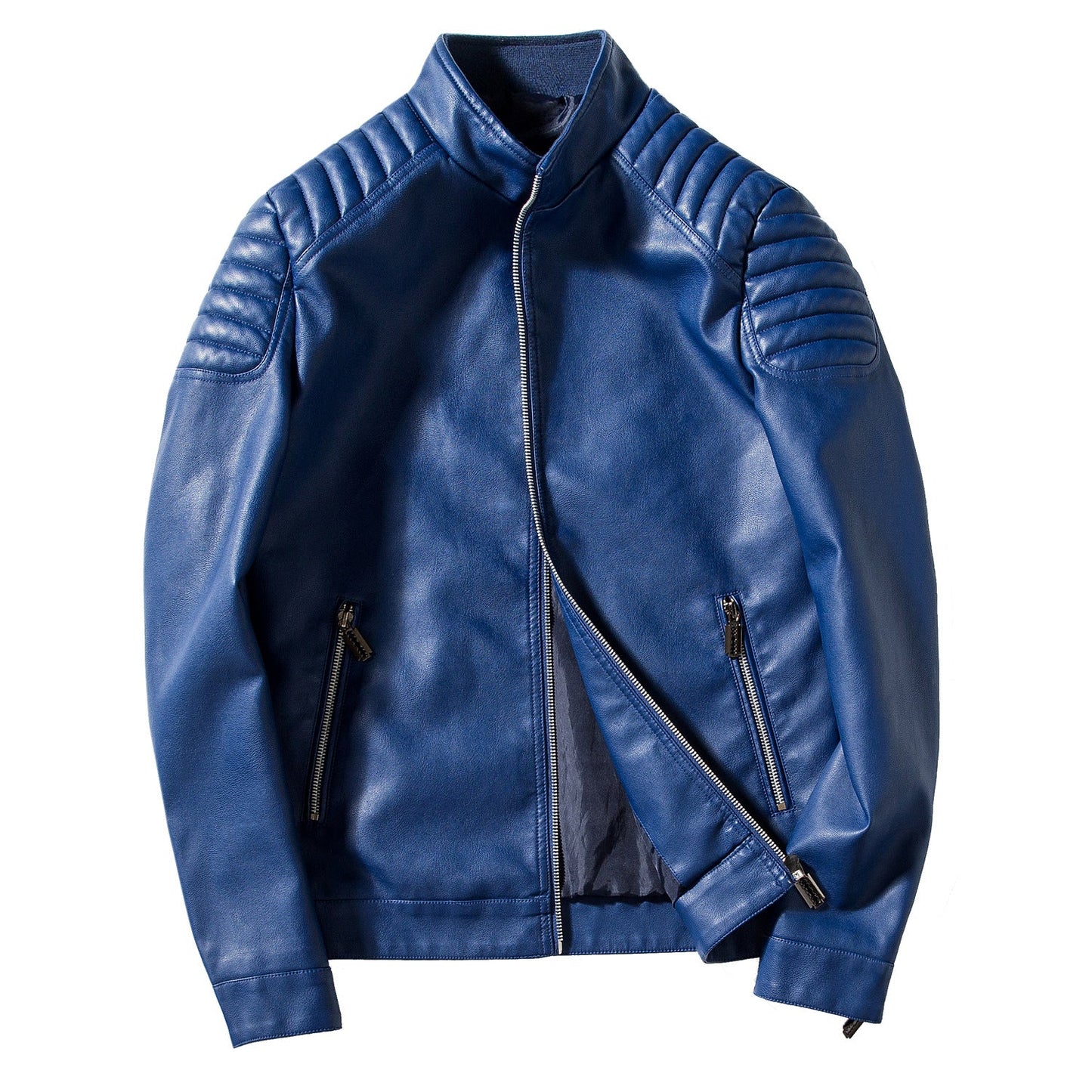 Herren Lederjacke Modern Racing Style Schulterpolster