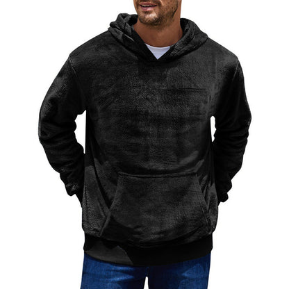 Herren Hoodie Kuschelig mit Kängurutasche und hoher Kragen