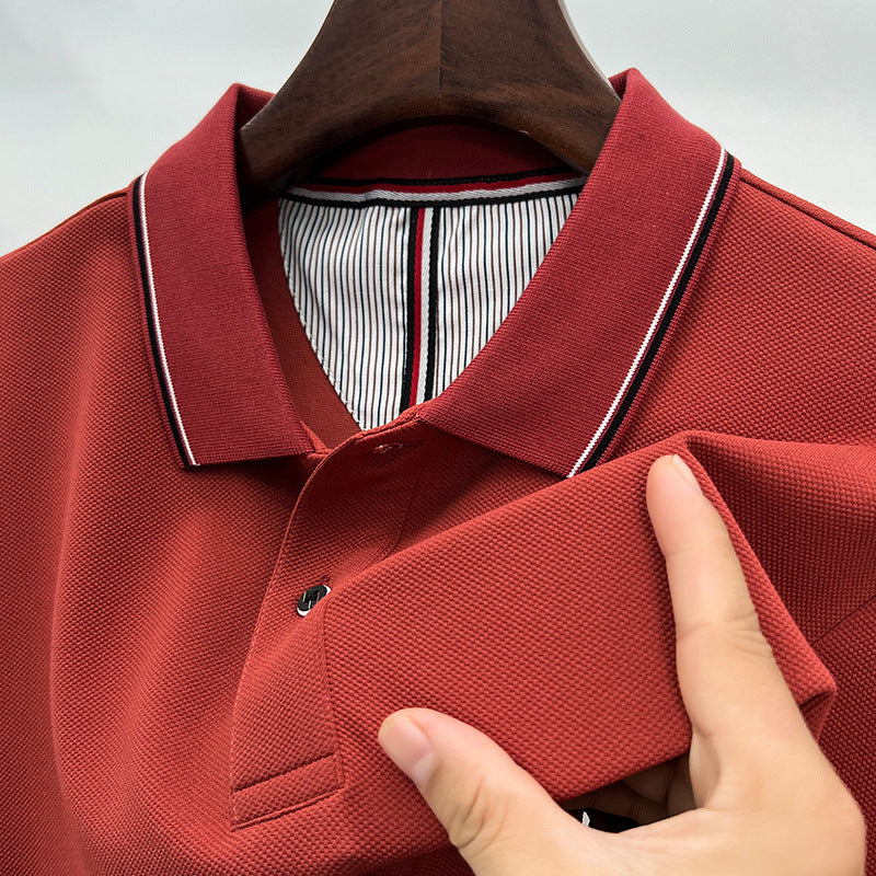 Herren Poloshirt Atmungsaktiv Piqué Elegante Kontrastdetails