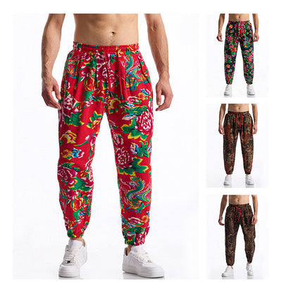 Herren Freizeithose Elastisch Floral Modern