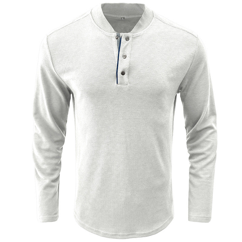 Herren Langarmshirt Gestreift Kragen Modern