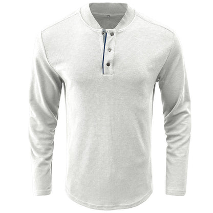 Herren Langarmshirt Gestreift Kragen Modern