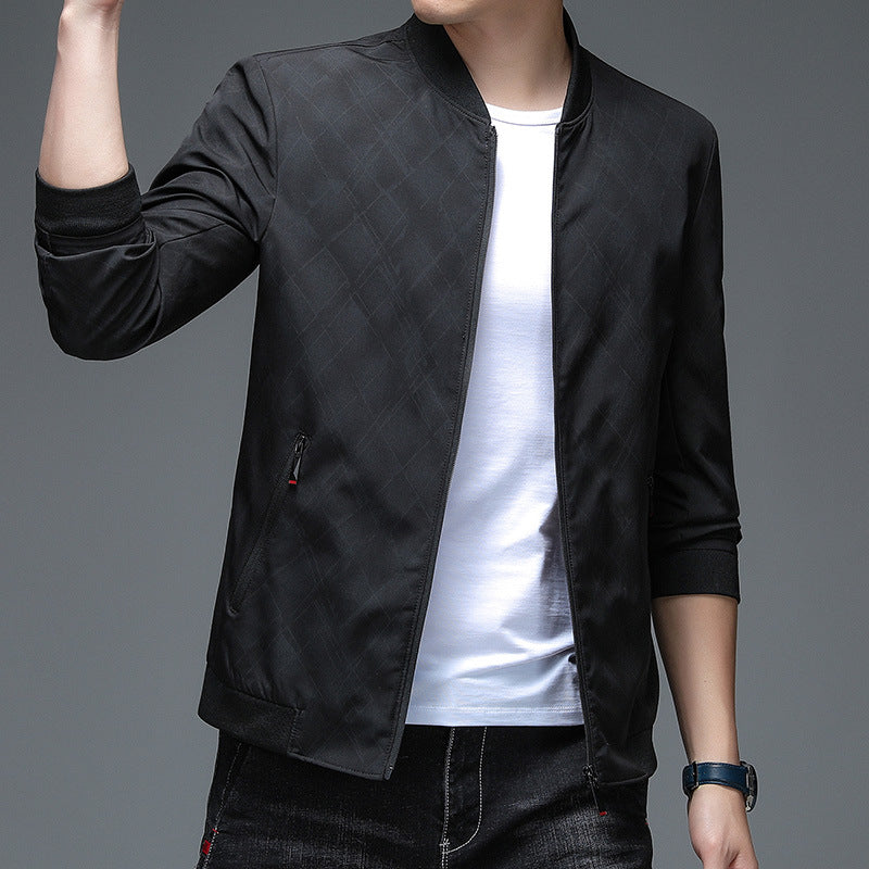 Herren Bomberjacke Modern mit Strukturdesign Schwarz