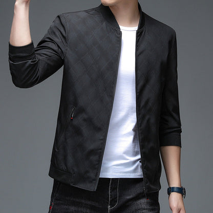 Herren Bomberjacke Modern mit Strukturdesign Schwarz
