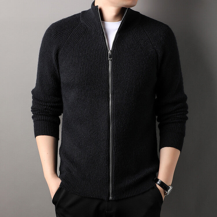 Herren Strickjacke Hochkragen Reißverschluss Uneffektiert Elegantes Design