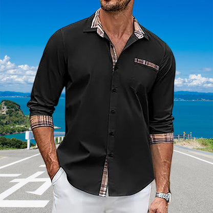 Herren Hemd Langarm Karo Muster Modern