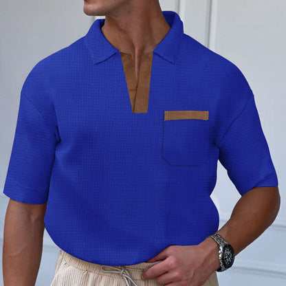 Herren Polohemd Kurzarm Modern mit Stehkragen und Brusttasche