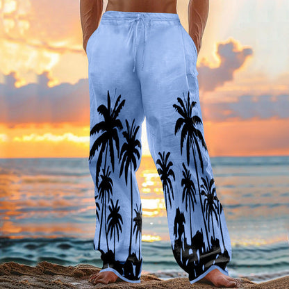 Herren Strandhose Palmen Motiv Leicht Sommer