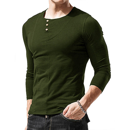 Herren Langarmshirt Elegantes Hemd mit Knöpfen Modern