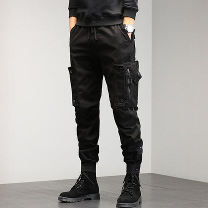Herren Cargohose Elastisch Reißverschluss Taschen Modern - BerlinGlamour