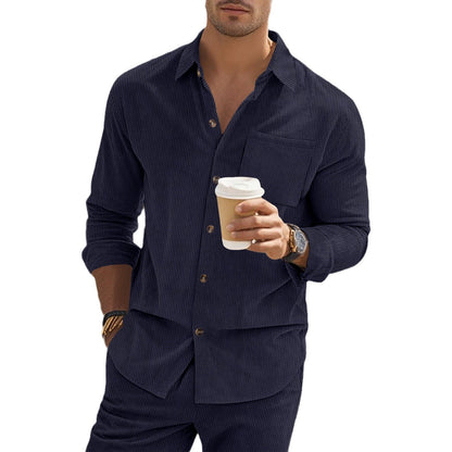 Herren Hemd Streifenmuster mit Brusttasche Modern Slimfit